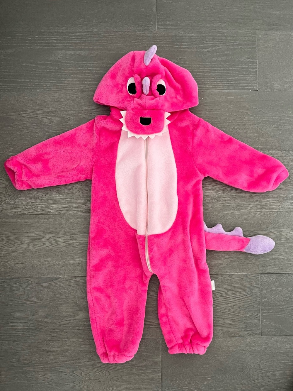 Pink Plush Dinosaur One-Piece Hooded Romper for Kids